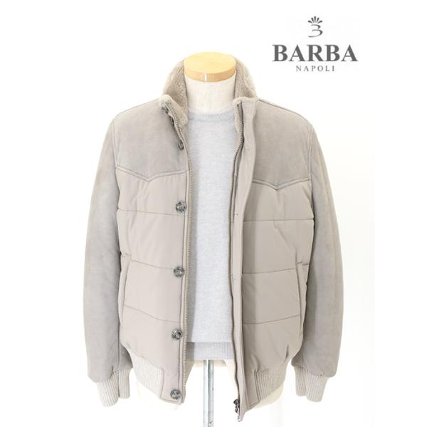 BARBA バルバ インサレーションブルゾン/ムートン×スエード×マット