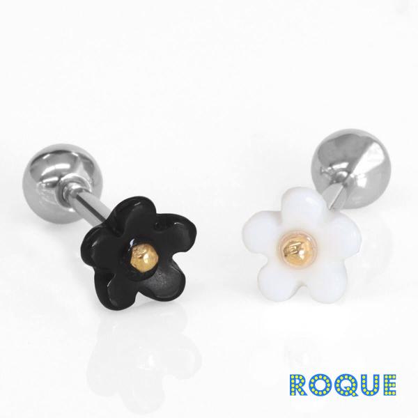 ROQUE（ロキ） ボディピアス 16G シンプル モノクロ フラワー