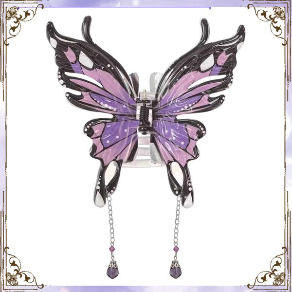 蝶 バタフライ 紫パープル 大きめ バンスクリップ ヘアアクセサリー