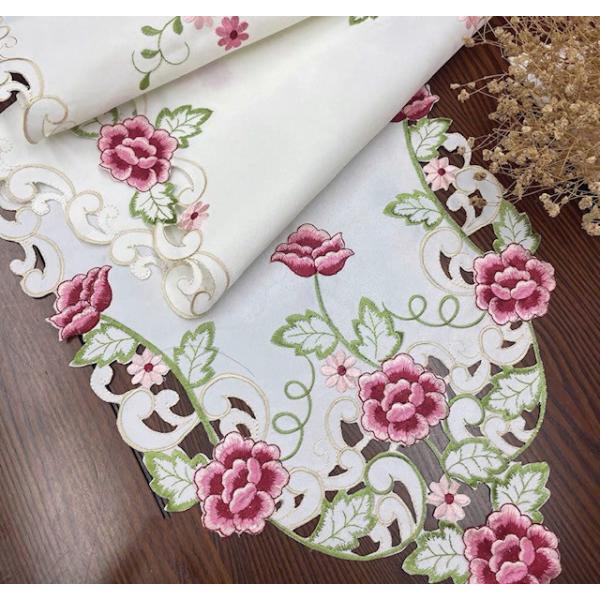 桜の花びら 40X175cm テーブルランナー刺繍 ピンク : Rose viva