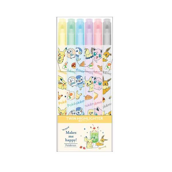 ポケモン　蛍光ツインペン６色セット  6パックセット Pokemon ポケモン 蛍光ツインペンセット ペン ラインマーカー