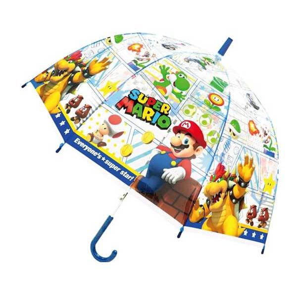スーパーマリオ ワンタッチ傘 キッズ 55cm コミック ワンタッチ ドーム型  男の子 雨傘 小学校 アンブレラ レイングッズ 学童 32484