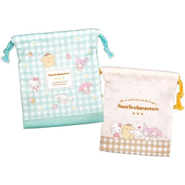 サンリオ　巾着　2枚 sanrio（サンリオ） 巾着袋 2P巾着セット 巾着 巾着袋 大小2枚入り