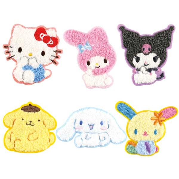 モコモコ刺繍ステッカー サンリオ アイロン シール ワッペン マイメロディ クロミ シナモロール ハローキティ ポムポムプリン ウサハナ ティーズファクトリー