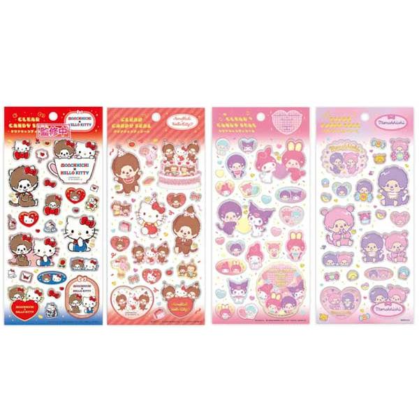 クリアキャンディシール コラボ サンリオ モンチッチ ハローキティ マイメロディ クロミ ステッカー シール デコシール キャラクターグッズ ケイカンパニー