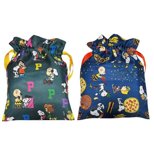 スヌーピー トラベル巾着 巾着袋 巾着 ピーナッツ Pロゴ ピーナッツ フード PEANUTS 巾着袋 巾着 お弁当 遠足 行楽 給食 ランチ 旅行 SN2458 SN2459