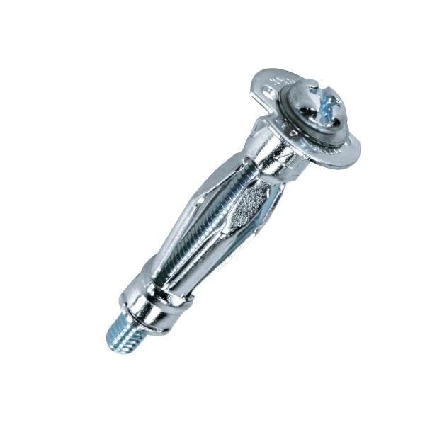 【商品概要】新建材・石膏ボード・中空構造壁にあらゆる中空壁面への器具の取りつけに傘が開いてガッチリ固定合板壁面に通信器具、分電盤、スイッチ盤、棚受などの取りつけに適用板厚:6-12mm・ボルト径:φ4mm・ドリル径(下穴):φ9.0mm最大...