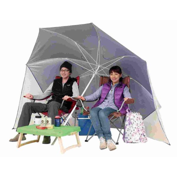 【商品概要】製品サイズ:(約)径2400×高さ2200mm(組立サイズ)材質:傘生地の組成/ポリエステル100%(裏面シルバーコーティング)親骨の長さ/121cm付属品:プラペグ4、ガイドロープ4ブランド:キャプテンスタッグ(CAPTAIN...