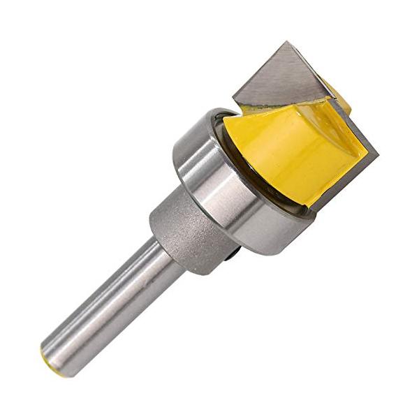 【商品概要】軸径*切削径*切削深さ：1/4“*3/4”（19.05mm）*7/16“（11.11mm）（黄色）素材：良質な超硬合金　スプレーコーティングは錆びにくく、使用寿命が長いです。この電動トリマービットは超硬合金を選んで、もっと鋭くて...