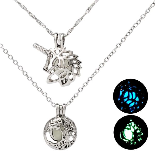 【商品概要】★日光やライトなどで蓄光し、暗闇で光るユニークで可愛くてクールな ネックレス。 お得な2点セットです。★普段のオシャレ、コスプレ、イベント、プレゼントに！不思議で魅力的な個性的なペンダントです。★十分な光を吸収した後に光を放ちま...