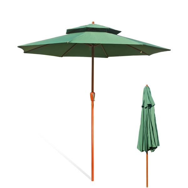 【商品概要】ハンドル回転式：パラソルの開閉も簡単にできるクランク式（ハンドル回転式）なので楽ラクです。女性一人でも簡単に設置できるおしゃれなガーテンパラソルでリゾート気分に高強度の鉄製ポール：8本傘の骨パラソルの直径は270cmの大き目のサ...