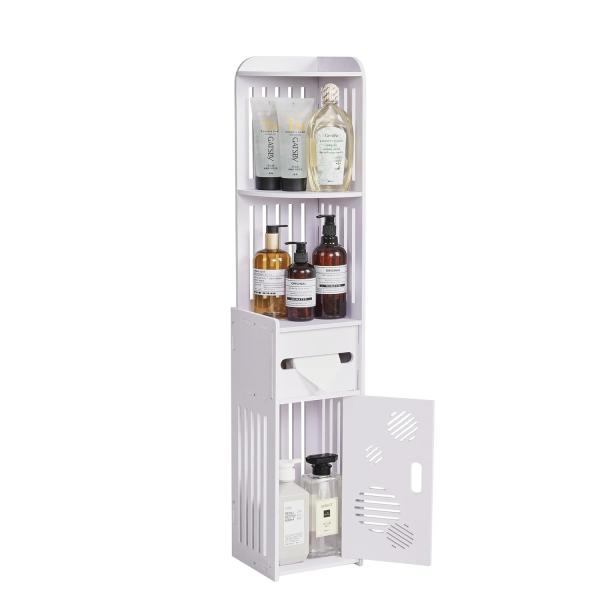 【商品概要】【スリム設計・隙間を有効活用】 幅20×奥行18×高さ100cmのコンパクトなトイレ収納ラックは、狭いスペースにピッタリ！トイレや洗面所、キッチン、リビングなど、ちょっとした隙間に置くだけで収納力がアップします。【多層収納・整理...