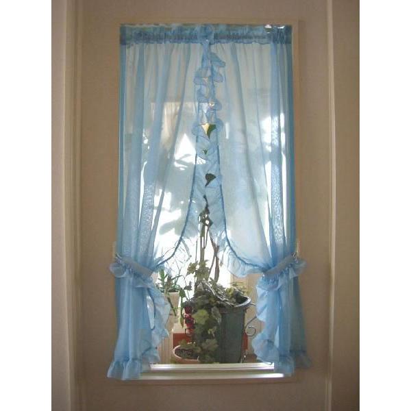 カフェカーテン おしゃれ かわいい 縦長 小窓 レース 突っ張り棒 オーダー 窓枠内ヨコ 61 70ｃｍまで タテ 1ｃｍまで ブルーカラーのセンタークロス Komadostyle 3abl カーテン プリンセス 通販 Yahoo ショッピング