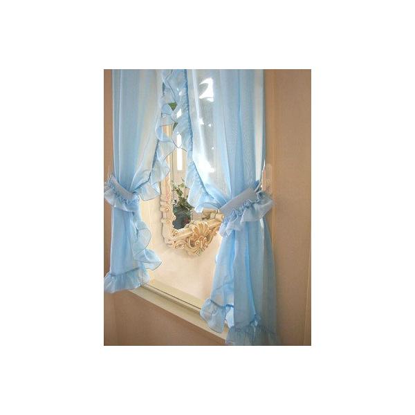 カフェカーテン おしゃれ かわいい 縦長 小窓 レース 突っ張り棒 オーダー 窓枠内ヨコ 60ｃｍまで タテ 1ｃｍまで ブルーカラーのセンタークロス Buyee Buyee Japanischer Proxy Service Kaufen Sie Aus Japan