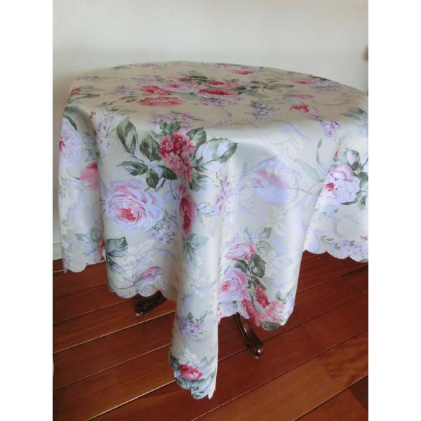 テーブルクロス 撥水ローズクリームイエロー100 100ｃｍ バラ おしゃれ