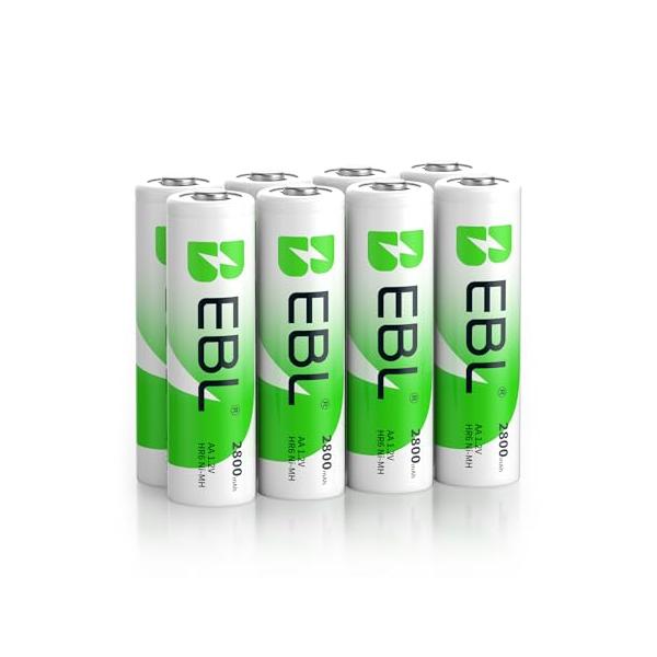 EBL 単3電池 充電式 8個パック ケース付き 2800mAh ニッケル水素充電 単三電池 充電池 単3充電池 単三充電池