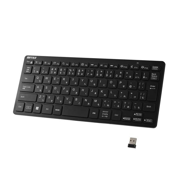 バッファロー ワイヤレス 無線 ミニ キーボード 薄型 持ち運び USB レシーバー付属 日本語 ブラック BSKBW355BK