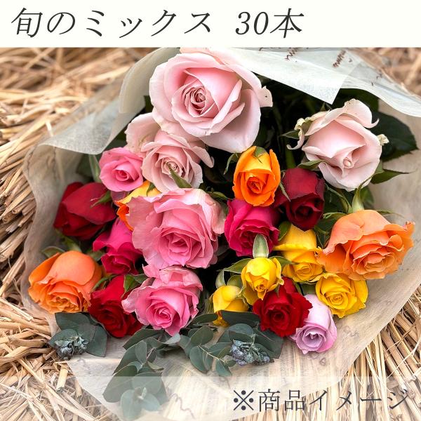 旬のバラの花束 30本 (大内バラ園・山口) (産地直送) プレゼント