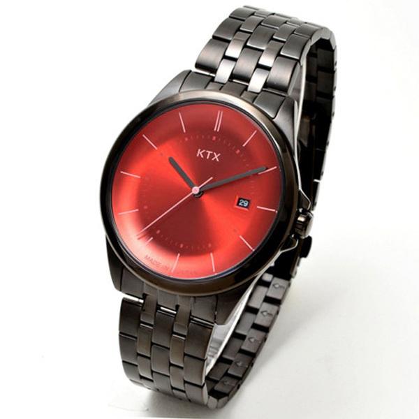 KTX 薄い腕時計 バブルスーパースリム ラウンド型 レッド文字盤