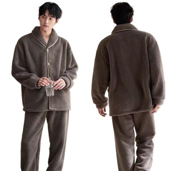 モコモコルームウェア メンズ パジャマ セットアップ 秋冬服 厚手