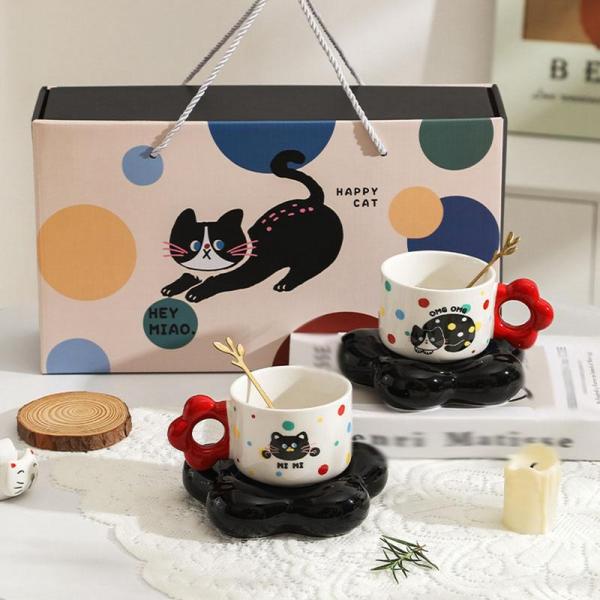 マグカップセット 食器セット 食事 ペア 2人食 猫柄 ティーカップ