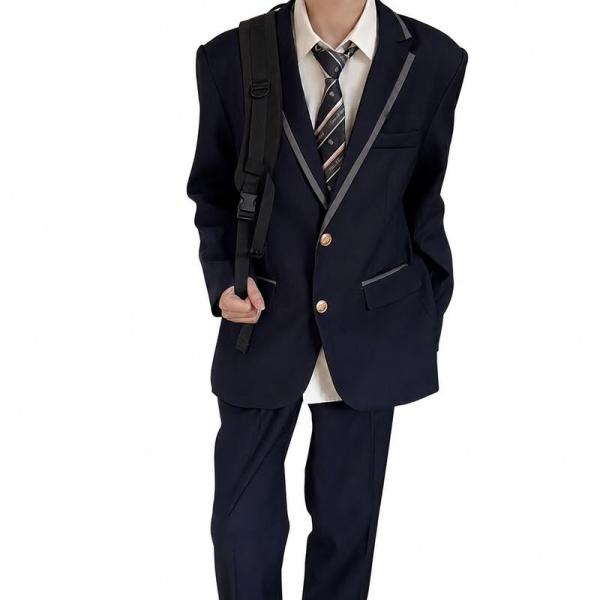 スクールブレザー メンズ 制 ジャケット テーラードジャケット 男子 学生 パイピング フォーマル カジュアル 通学 高校生 中学生