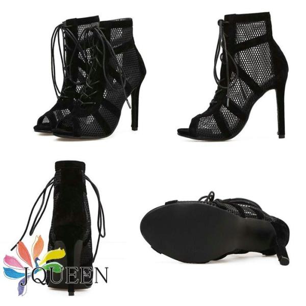 Jqueen サマーブーツ ハイヒール ブーツサンダル レースアップ サンダル メッシュ サマーブーツ サンダル サンダル ピンヒール レディース サマーブーツ Www Madeitex Com Br