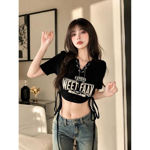 DIESEL レディース 半袖 Tシャツ スリム ショート丈　チビT Y2K rosso-kokura_ku1gn8xb