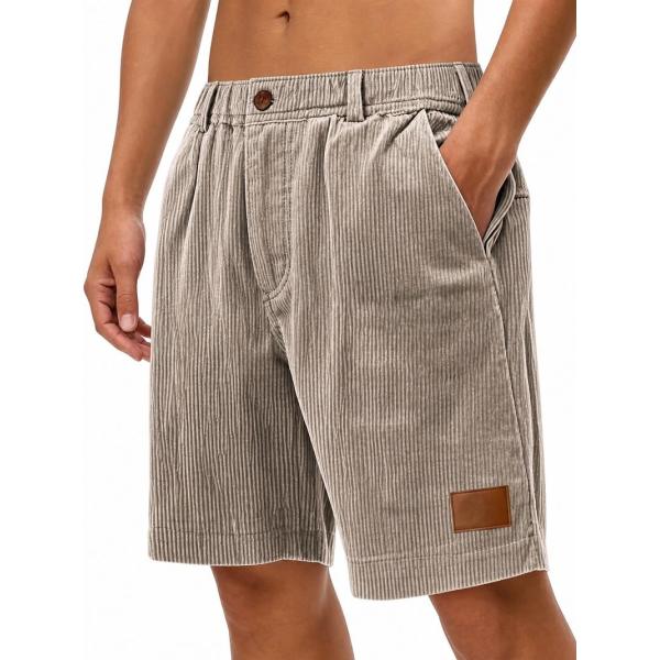 ハーフパンツ メンズ ショートパンツ コーデュロイ ゆったり ワイド 膝上 ウエストゴム イージー カジュアル レトロ アメカジ ワーク