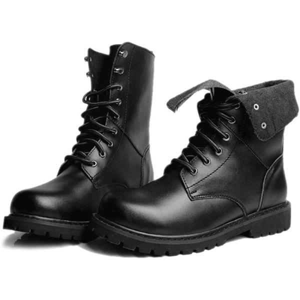 大きいサイズ ブーツ ミドルブーツ メンズ 軍靴 編み上げ ミリタリー