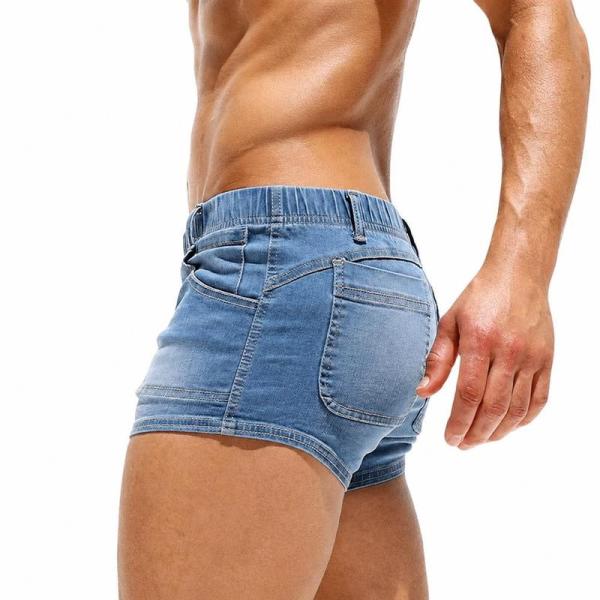デニムショートパンツ メンズ ジーンズ Gパン ストレッチ 超極短 ホットパンツ タイト ウエストゴム ジーパン ローライズ 短パン