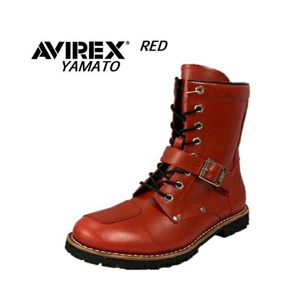 限定色 AVIREX YAMATO AV2100 ライダースブーツ アビレックス バイク用 革靴 レザーシューズ ヤマト レッド