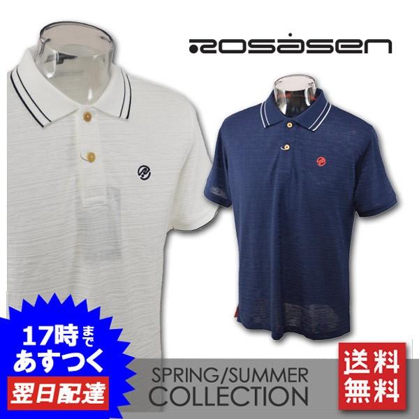 Rosasen（ロサーセン） 半袖ポロシャツ メンズ 春夏用 紺 白 M L LL