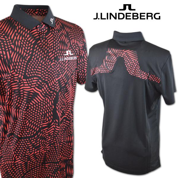 J.リンドバーグ 半袖ポロシャツ メンズ ゴルフ ゴルフウェア J.LINDEBERG 春夏用 黒 ピンク S M L 071-23359