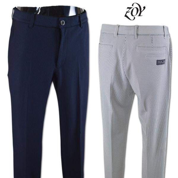 ZOY ゾーイ パンツ トリコットサッカー ロングパンツ マリーン メンズ ゴルフウェア 春夏用 白 紺 W79 W82 W85 071452405