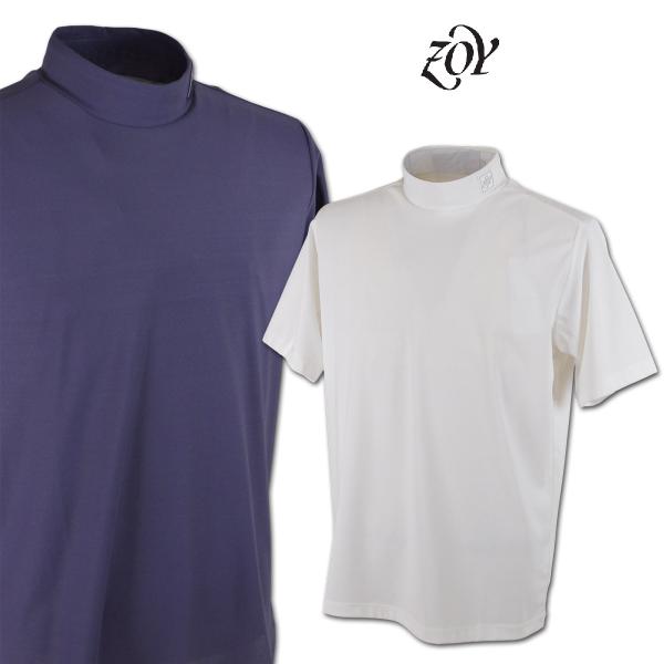 ZOY ゾーイ  半袖ハイネックシャツ ゴルフ ゴルフウェア ゾーイ メンズ 春夏用 白 紺 M L LL 071462000