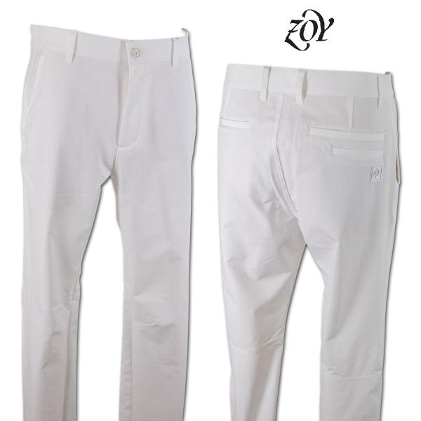 ZOY ゾーイ  パンツ バックパイルサテンストレッチ ロングパンツ メンズ ゴルフウェア 春夏用 白 W79 W82 W85 W88 071462400-01