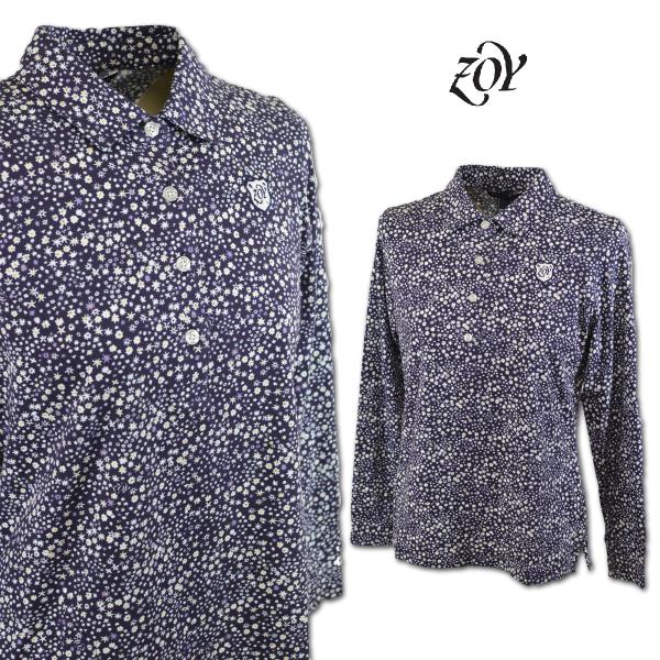 ZOY ゾーイ  長袖ポロシャツ レディース アウトレット ゴルフウェア 秋冬用 パープル 紫 M L 071634013-95