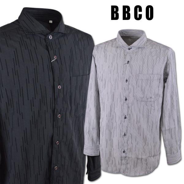 ビビコ BBCO 長袖シャツ メンズ 秋冬用 黒 グレー M L LL 56-1097-01