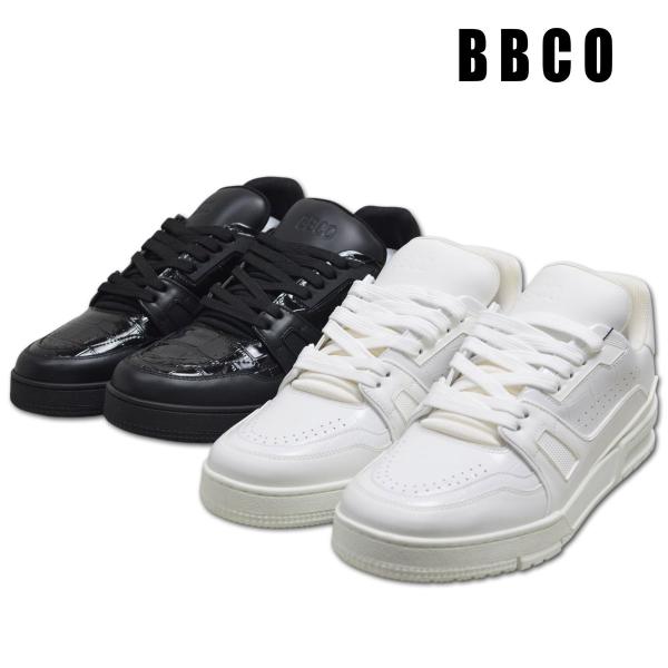 BBCO ビビコ スニーカー 靴 レザースニーカー メンズ 25.5cm 26cm 26.5cm 黒 白 56-8199-01