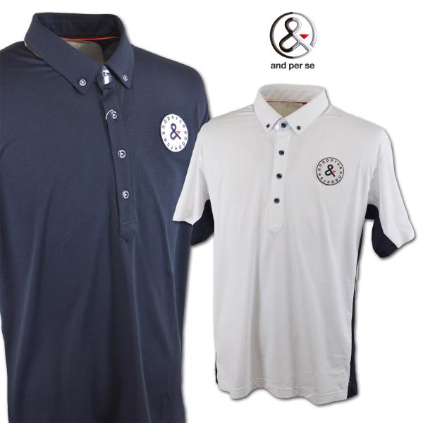 and per se（アンパスィ） 半袖ポロシャツ メンズ 春夏用 紺 白 M L LL