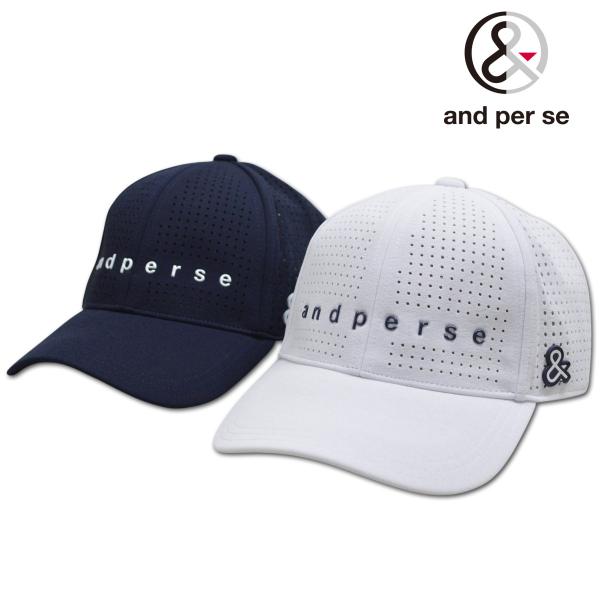 アンパスィ キャップ帽子 ゴルフウェア メンズ 紺 白 auf8415