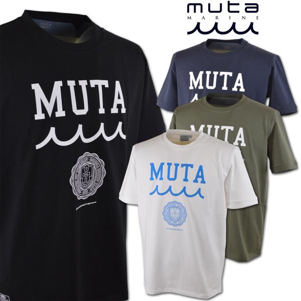 muta 半袖Tシャツ ムータ マリン marine カレッジロゴ ストレッチTシャツ メンズ 春夏用 黒 白 紺 カーキ M L LL mmmp434780