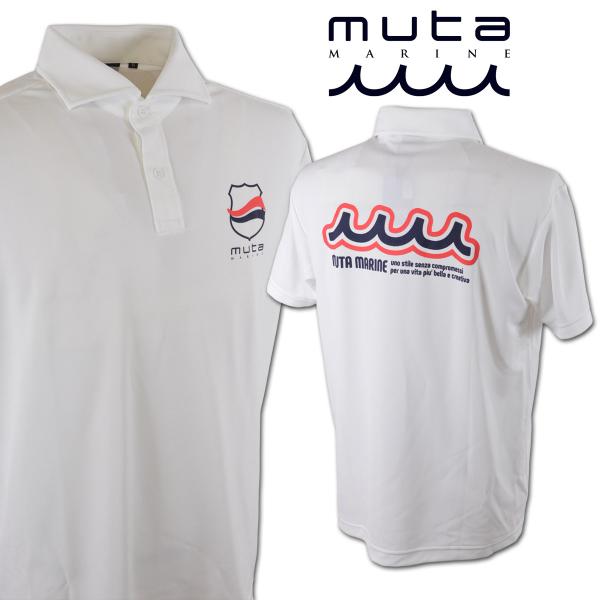 美品✨Muta marine ムータマリン ゴルフウェア ポロシャツ 白 M muta MARINE 【新品】ムータマリン 半袖ポロシャツ 白×ネイビー