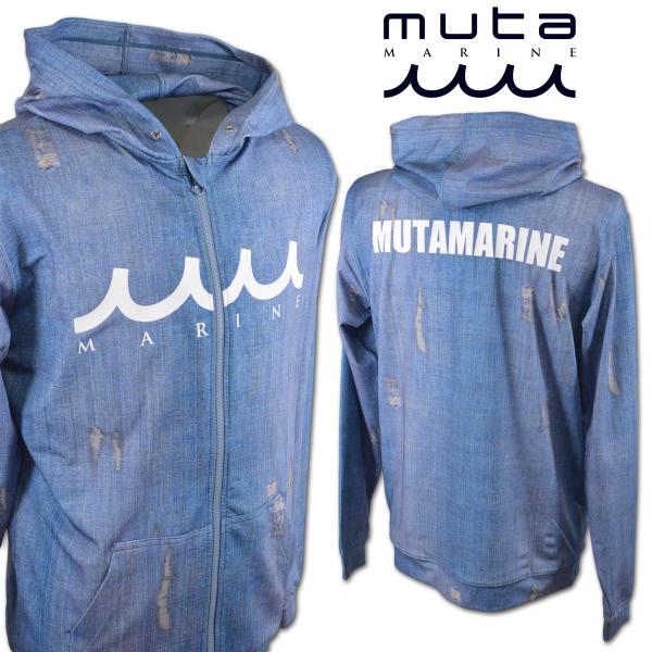 muta ラッシュガード ラッシュパーカー ダメージデニム メンズ muta ラッシュガード ラッシュパーカー ダメージデニム メンズ