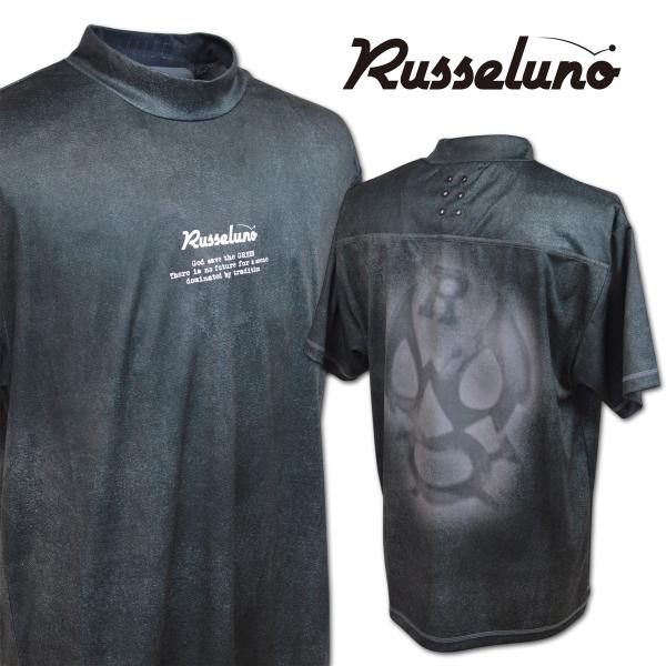ラッセルノ 半袖ハイネックシャツ ゴルフ ゴルフウェア Russeluno フェードショートスリーブモックネックティーメンズ 春夏用 黒 M L LL rs2610603