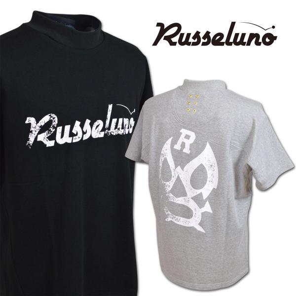 ラッセルノ 半袖ハイネックシャツ ゴルフ ゴルフウェア Russeluno パイルショートスリーブモックネックティーメンズ 春夏用 黒 グレー M L LL rs2610611