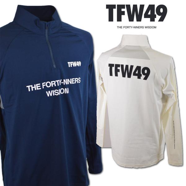TFW49 長袖ハーフジップシャツ ゴルフウェア メンズ 春夏用 白 紺 M L
