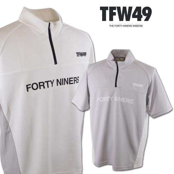 TFW49 半袖ハーフジップシャツ ゴルフウェア HALF ZIP S/S MOCK NECK メンズ 春夏用 白 グレージュ M L LL t102610007
