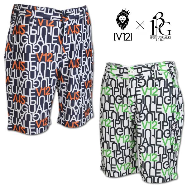 V12 ショートパンツ ゴルフ ゴルフウェア V12113 LETTER SHORTS 1PIU1UGUALE3 ウノピゥウノウグァーレトレ ウノピュウ メンズ 春夏用 白 紺 M L LL v122611hp20